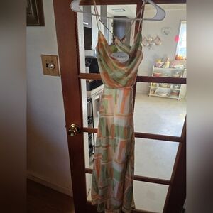 Endless Blu Elegant Multicolor Maxi Dress